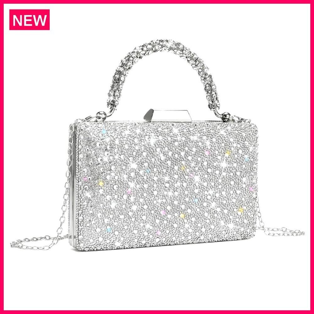 Sparkling Evening Clutch with Detachable Chain for Wedding Party Prom